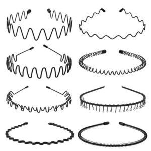 ⚡Men B-New 8pcs Metal Fashion Unisex Wavy Outdoor Sports Simple Elastic Headband